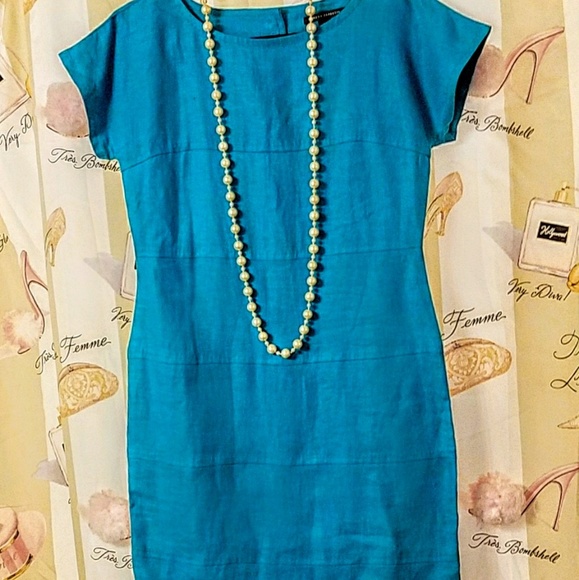 turquoise linen dress